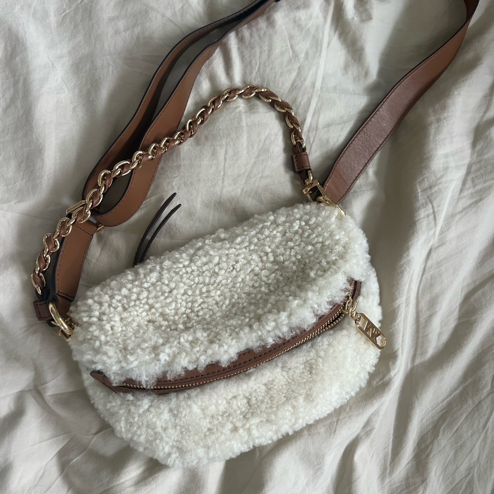 Michael Kors Cream Sherpa Crossbody Bag - Picture 1 of 11